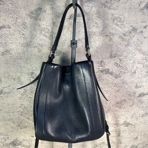 DKNY pleated bucket bag, black leather